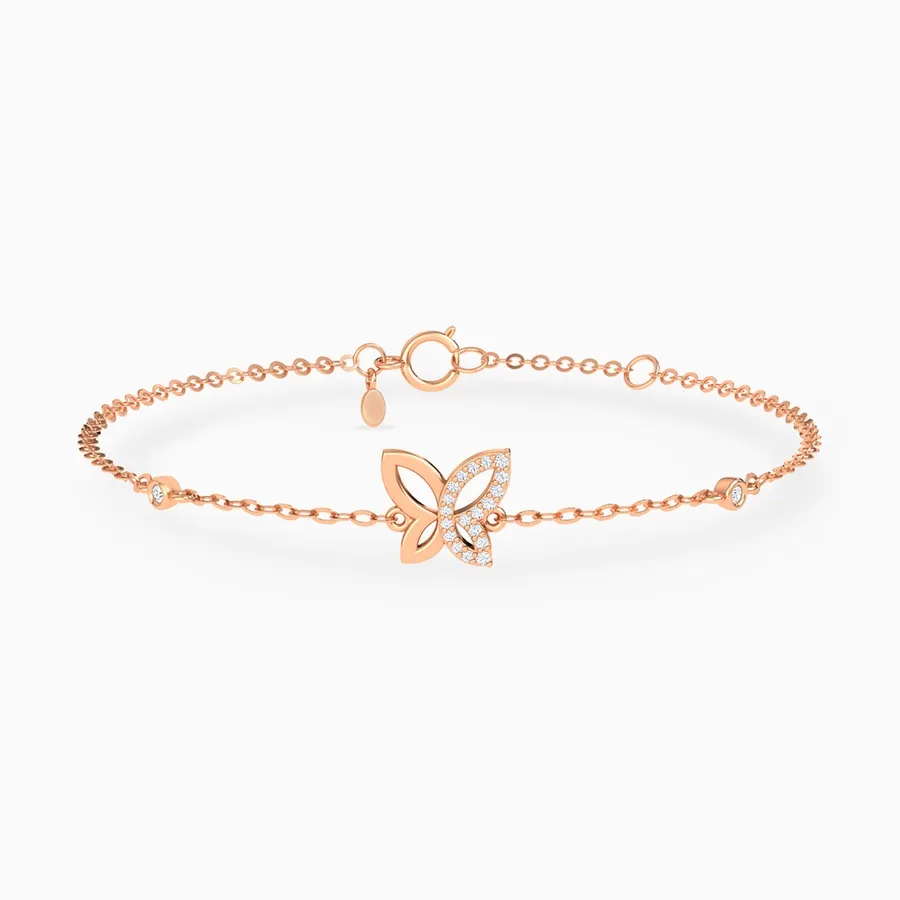 Butterfly Diamond Chain Bracelet In 18K Gold