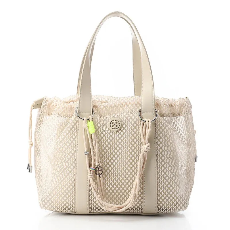 Mesh Bag With Leather Hand